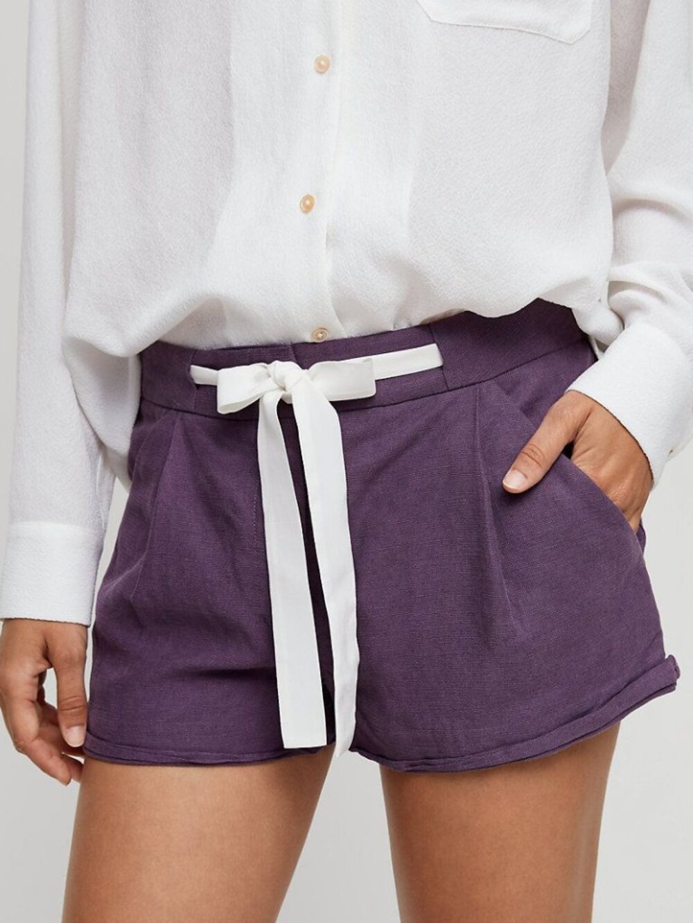 Aritzia Wilfred Allegra Linen Short Purple – Size 4